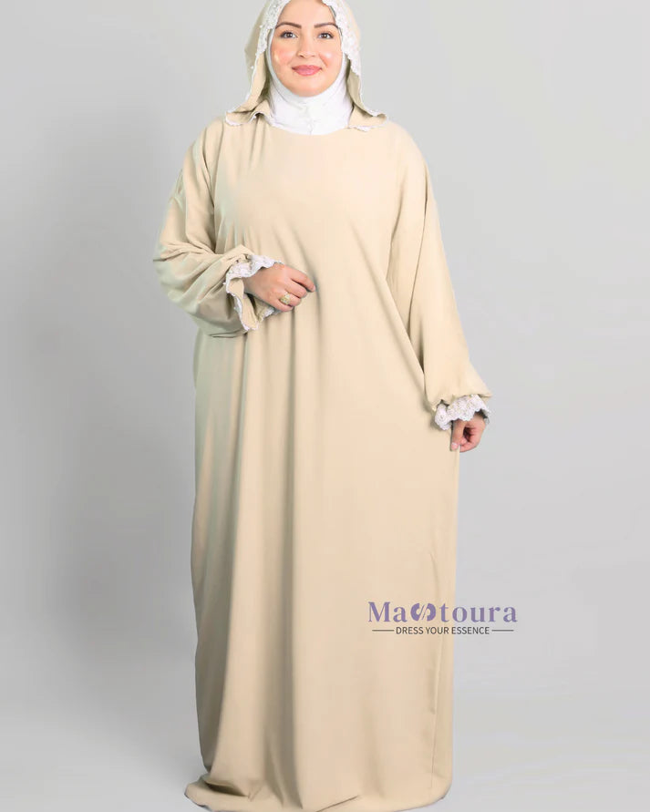 Abaya de prière avec Hijab en coton attaché