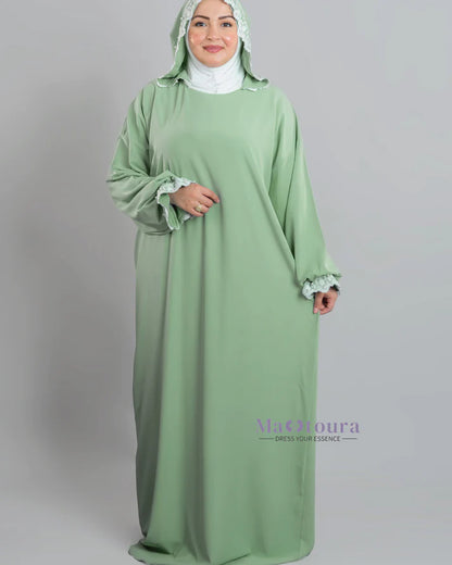 Abaya de prière avec Hijab en coton attaché